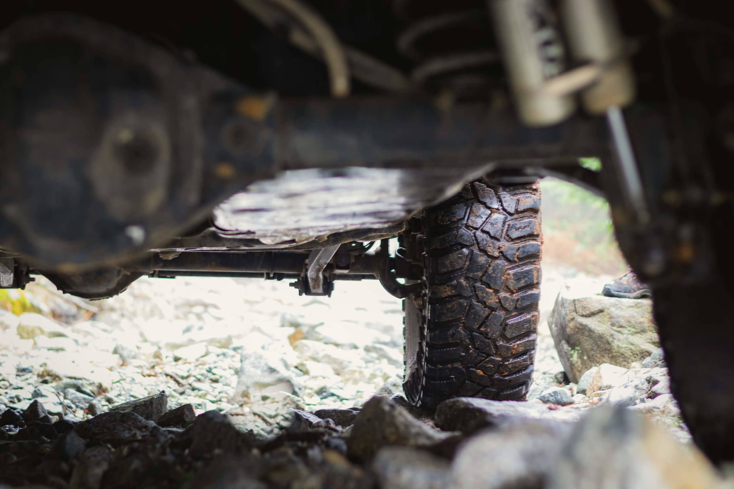 close up of off road vehicle wheel